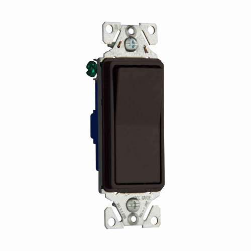 Eaton 7501-9B standard grade decorator switch, Auto-grounding, #14-12 AWG, 15A, Flush, 120/277V, Back/push, Decorator, Maintained, Brown, Motor Control, Fan, LED, Incand, ELV,MLV,CFL, Florscnt, Halogen, Single-pole, Thermoplastic 737275 Eaton 7501-9B standard grade decorator switch, Auto-grounding, #14-12 AWG, 15A, Flush, 120/277V, Back/push, Decorator, Maintained, Brown, Motor Control, Fan, LED, Incand, ELV,MLV,CFL, Florscnt, Halogen, Single-pole, Thermoplastic 737275