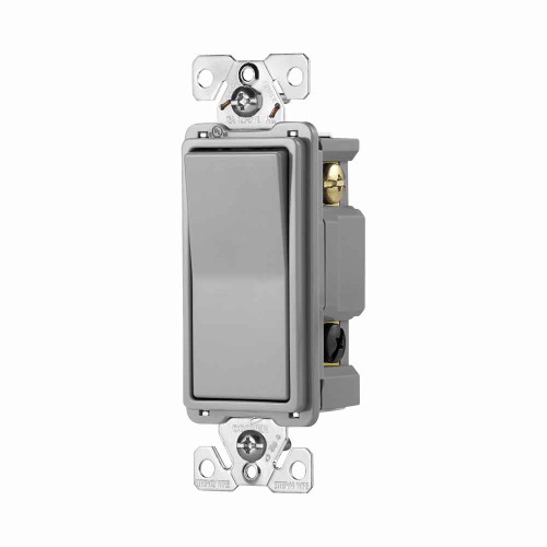 Eaton 7603GY-BOX commercial grade decorator switch, Box, #14-10 AWG, 15A, Flush, 120/277V, Back/push, Antimicrobial paddle, Maintained, Gray, Motor Control, Fan, LED, Incand, ELV,MLV,CFL, Florscnt, Halogen, Three-way, Thermoplastic 647116