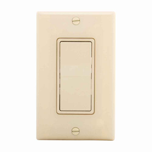 Eaton 7501V standard grade decorator switch, #14-12 AWG, 15A, Flush, 120/277V, Back/push, Decorator, Maintained, Ivory, Motor Control, Fan, LED, Incand, ELV,MLV,CFL, Florscnt, Halogen, Single-pole, Thermoplastic 627569