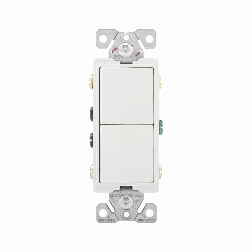 Eaton 7731W-BOX commercial grade combination switch, auto-grnd, Decorator, #14 - #12 AWG, 15A, resi, comm, 120/277V, bk and sd wiring, Rocker, Maint closure, Screw, Brass, wht, -20-60?C, (2) 3-way, dplx, thermoplas, polycrb, PVC Eaton 7731W-BOX commercial grade combination switch, auto-grnd, Decorator, #14 - #12 AWG, 15A, resi, comm, 120/277V, bk and sd wiring, Rocker, Maint closure, Screw, Brass, wht, -20-60?C, (2) 3-way, dplx, thermoplas, polycrb, PVC