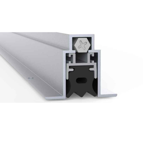 Pemko 434 Full Mortise Automatic Door Bottom – close-up end-section view showing sponge neoprene drop seal insert and aluminum housing profile