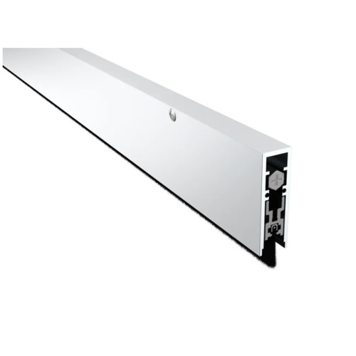 Pemko 4131 Automatic Door Bottom – Clear Anodized Aluminum, angled hero view showing full-length housing and drop-seal mechanism