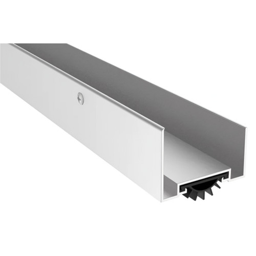 Pemko 216 fire-rated door shoe with rain drip and Eco-V insert, mill finish aluminum, UL10C certified, full-length profile view