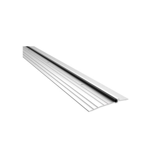 Pemko 2005 Series Latching Panic Saddle Threshold, 5-inch wide with 3/8-inch door clearance, Mill Finish Aluminum, angled product view