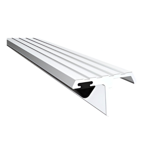Pemko 355 T Overlapping Astragal with Silicone Insert, Clear Anodized Aluminum, angled view showing T-profile and silicone seal