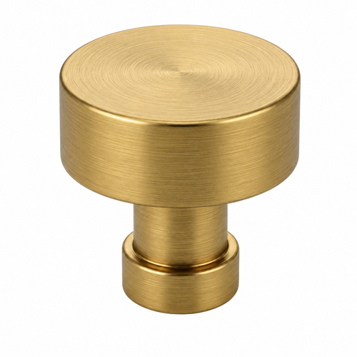 Omnia 9035 Modern Round Cabinet Knob in Solid Brass with Multiple Size Options