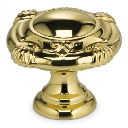 Omnia 7430 Ornate Solid Brass Cabinet Knob with Multiple Size Options
