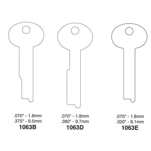 Kaba Ilco 1063 Series Safe Deposit Key Blanks