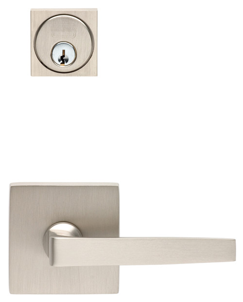 Omnia 2036S Mortise Square Rose Lever Lockset With Plates, 7/16" projection x 2-9/16" square Rose, 1-1/2" x 1/4", 1-1/8" projection, 1-7/16" square rose Turnpiece
