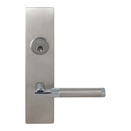 Omnia Omnia 12023 Mortise Lever Lockset With Plates, Satin Stainless Steel, 10-9/16" Overall, 2-3/8" W, 2-5/8" Projection OMN-12023