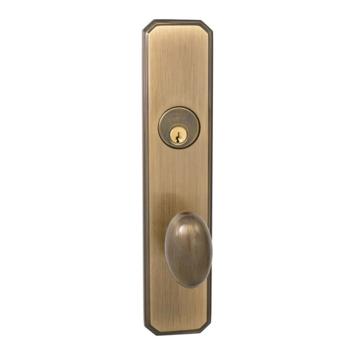 Omnia D11432 Traditional Deadbolt Knob Lockset with Plates - Solid Brass Construction