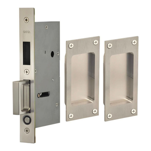 Omnia Omnia 7012 Pair Dummy Pocket Door Lock with Modern Rectangular Trim featuring Mortise Edge Pull OMN-7012/PD