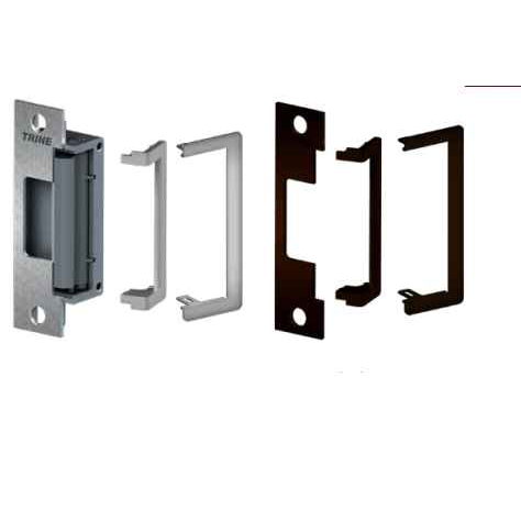 Trine 4200CC Series - Versatile Electric Strike for Cylindrical and Deadlatch Locks, 4-7/8" Faceplate with Clear Aluminum and Dark Bronze Finish