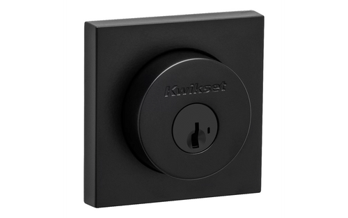 Kwikset 158SQT Halifax Square Single Cylinder Deadbolt with SmartKey, Matte Black (622)
