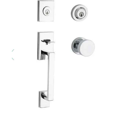 Baldwin Reserve La Jolla Double Cylinder Keyed Entry Handleset with Contemporary Rose