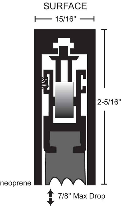 NGP NGP 421NA Automatic Door Bottom with Neoprene Seal, Sliding or Pocket Doors, Heavy Duty Surface or Half Mortise, 36", Anodized Aluminum NGP-421NA