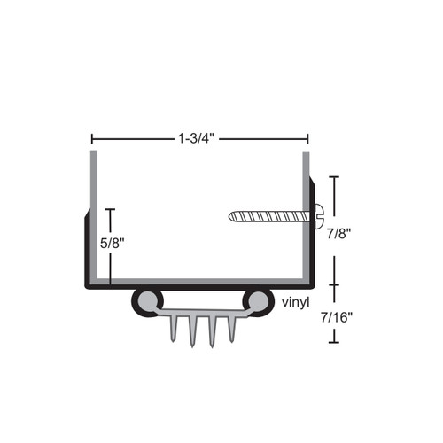 NGP 36EV Finned Vinyl Door Shoe, Mill Aluminum