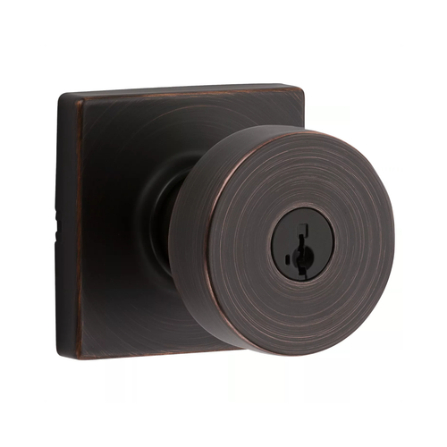 Kwikset KWI-740PSKSQT-S Pismo Knob with Square Rose Entry Lock SmartKey with 6AL Latch and RCS Strike