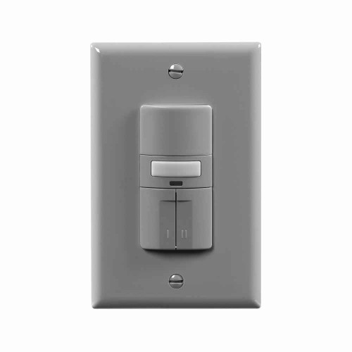 Eaton OS310R-GY occupancy sensor dual switch, Dual switch, with nightlight, Flush, 120V, Wire leads, Maintained closure, Gray, Incand, MLV, ELV, Flrsnt, CFL, LED, halo, 1-pole, 3-way, 1-phase, 1000 sq ft, Occupancy, 1000W 710919