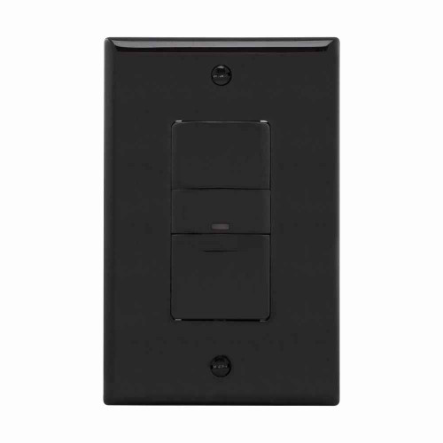 Eaton OS306U-BK occupancy sensor switch, No neutral required, Flush, 120V, Wire leads, Maintained closure, Black, Incand, MLV, ELV, Flrsnt, CFL, LED, halo, 1-pole, 3-way, 1-phase, 450 sq ft, Occupancy, 600W 722196