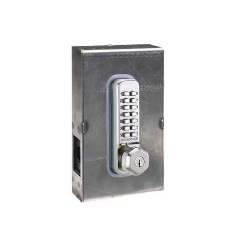 Codelocks CL210 with Key Override Gate Box Kit, Stainless Steel Finish