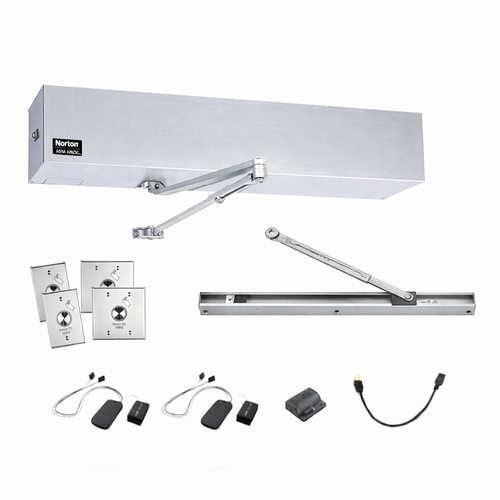 Norton Rixson 5740K3 Low Energy Door Operator Kit – ADA Compliant Automatic Door Opener with Push/Pull Arms, Receiver, Push Buttons & 2 Transmitters