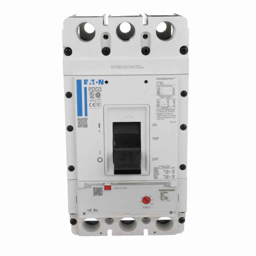 Eaton PDF33KH300TFAL Power Defense Globally Rated 100% UL, Frame 3, Three Pole, 300A-High, 50kA/480V, T-M (Fxd-Adj) TU, Std Term Load Only (PDG3X3TA401H)