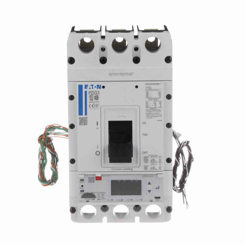 Eaton PDF33M0250D3YJ Power Defense Globally Rated 100% UL, Frame 3, Three Pole, 250A, 65kA/480V, PXR20D LSIG w/ Modbus RTU, CAM Link, ZSI and Relays, Std Line Load Term (PDG3X3TA350)