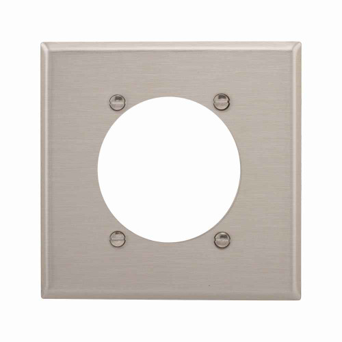 Eaton 93223-BOX Power outlet and locking wallplate, Stainless steel, 2.47" Hole Cutout, Stainless steel, Two- gang, Standard, ED Box