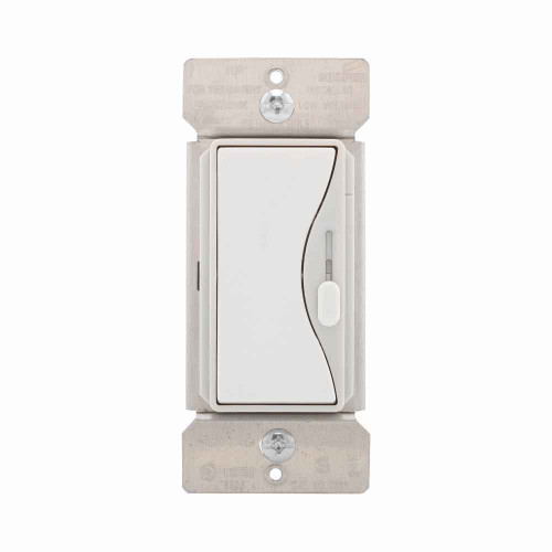 Eaton 9531WS slide dimmer, No neutral required, #14 -12 AWG, Flush, 120 Vac, Back and side, Maintained, White satin, 60 Hz, ELV, Single-pole, Three-way, Single-phase, Polycarbonate, 600W 646027