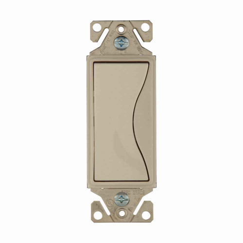 Eaton 9503DS Aspire designer switch, #12 to 14 AWG, 15A, Residential, 120/277V, Side and push, Desert sand, Fan, LED, INC, FLR, MLV, ELV, CFL, Halogen, Three-way, Three-way, Polycarbonate