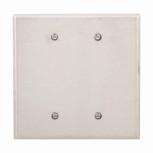 Eaton 93852-BOX Blank wallplate, Stainless steel, Blank Cutout, Stainless steel, Two- gang, Oversize, ED Box