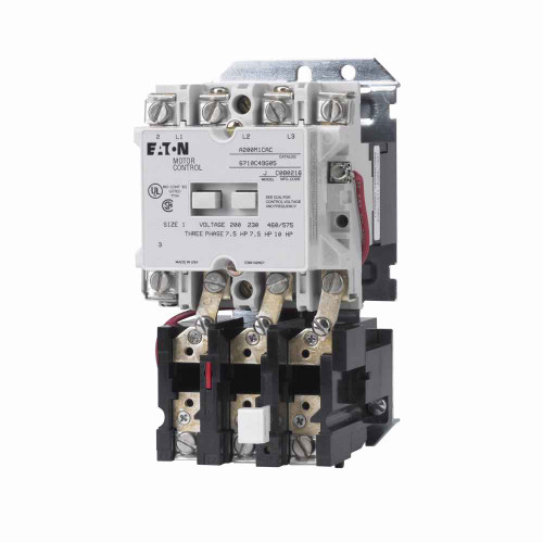 Eaton A200M1CQC Freedom NEMA motor control starter, NEMA Full Voltage Non-reversing Starter, A200, Three-Phase Magnetic, Size 1, Three-Pole, Interchangeable heater overload relay, 28 Vdc Coil, Wired for separate control