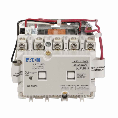 Eaton A202K1EA A202 magnetically held lighting contactor, 30 A, 30 A, Five-pole, Magnetically latched, A202 Series, Lighting contactors, 120 V at 60 Hz