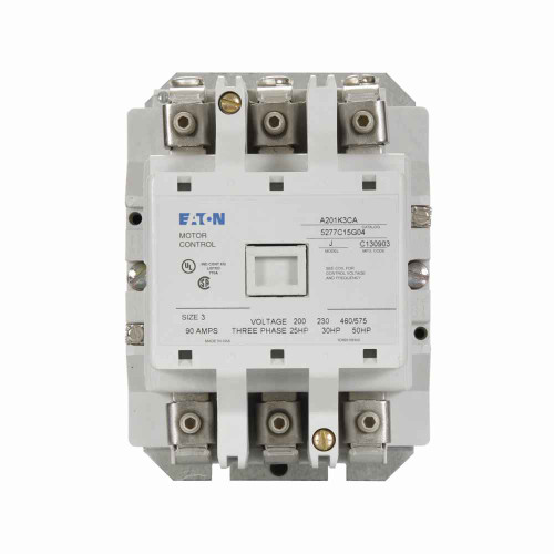Eaton A201K3CS Freedom NEMA motor control contactor, Non-Reversing Front Connected Contactors, 90A, Front Connected, Three-pole open, Size: 3, A200 series, 125 Vdc coil