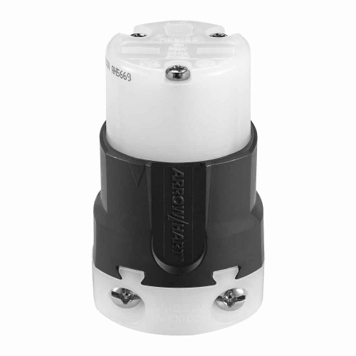 Eaton AH5669 Arrow Hart ultra grip straight blade connector, #16 - #12 AWG, 15A, Industrial, 250V, Back wire, Black, Brass, Nylon, 6-15R, Two-pole, three-wire, grounding, Screw, 0.33-0.66", Nylon, Core pack