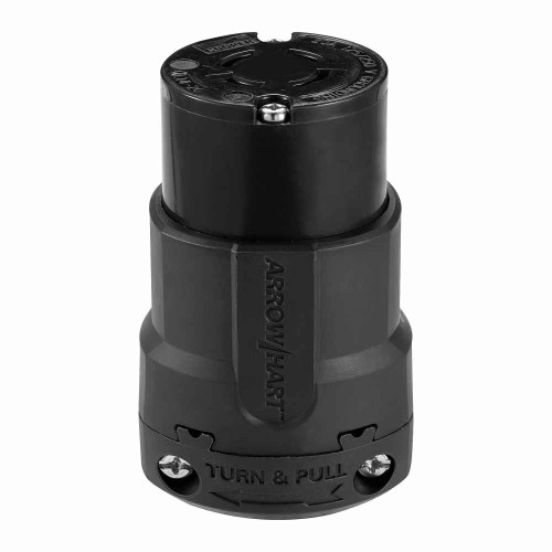 Eaton AHL1420CBK Arrow Hart ultra grip locking connector, #14-8 AWG, 20A, Industrial, 125/250V, Back wiring, Black, Ultra grip, L14-20, Three-pole, Four-wire, Nylon