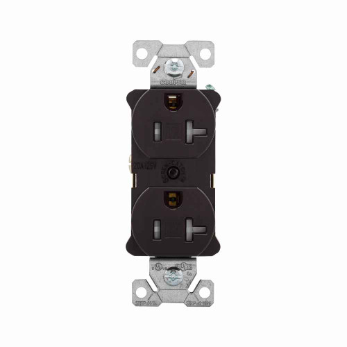 Eaton AHTR5362B Arrow Hart extra heavy-duty industrial specification grade duplex receptacle,#14-10 AWG,20A,Industrial,Flush,125V,Back and Side,Brown,Brass,High-impact nylon face,Glass-filled nylon base,5-20R,Duplex,Screw,Nylon,Core pack