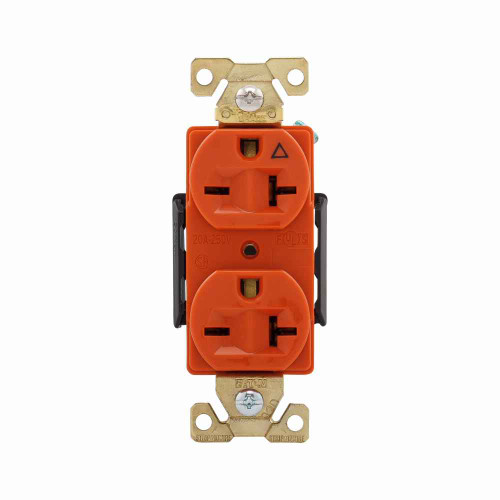 Eaton AHIG5462RN Arrow Hart extra heavy-duty industrial specification grade duplex receptacle,#14-10 AWG,20A,Industrial,Flush,250V,Back and side,Orange,Brass,High-impact nylon face,Glass-filled nylon base,6-20R,Duplex,Screw,Core pack