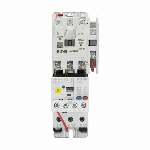 Eaton AN19BN0A5E005 Freedom NEMA motor control starter,NEMA non-reversing freedom series starter,With C440 EOLR Std Feature set,SEL Reset,SEL Class (10A,10,20,30),120V/60 Hz or 110V/50 Hz coil voltage,Horizontal mount,18A,1-5A fla range,Size 0