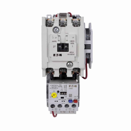 Eaton AN19DN0C5E005 Freedom NEMA motor control starter,NEMA Non-reversing Freedom Series starter,With C440 EOLR Std Feature set,SEL Reset,SEL Class (10A,10,20,30),480V/60 Hz or 440V/50 Hz coil voltage,Horizontal mount,27A,1-5A fla range,Size 1