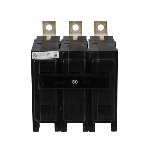 Eaton BAB3090HV Quicklag Industrial Thermal-Magnetic Circuit Breaker, Three-pole, 50° C Calibration, 90A, 10 kAIC, 240V, Bolt-on mounting