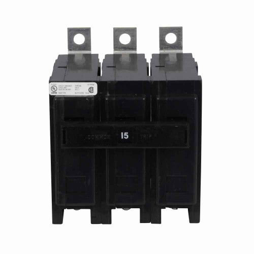Eaton BAB3015HE Quicklag Industrial Thermal-Magnetic Circuit Breaker, 15A, BAB type, 6 kAIC, Bolt-on mounting, Three-pole, Non-Interchangeable, 240/415V