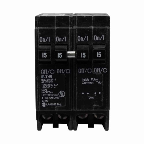 Eaton BQC220230 BR thermal magnetic circuit breaker,Type BQC 1-Inch CTL plug-on circuit breaker,Includes rejection tab feature,(1) Two-Pole 20 A, (1) Two-Pole 30 A,10 kAIC,Four-pole,120/240V,BQC,Common breaker trip,#14-4 AWG Cu/Al,BQC