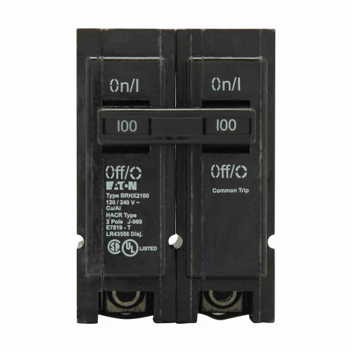Eaton BRHX2100 BR thermal magnetic circuit breaker,Quicklag Type BRHX circuit breaker,100 A,22kAIC,Two-pole,120/240V,BRHX,Non-interchangeable,100,Plug-on,BRHX Eaton BRHX2100 BR thermal magnetic circuit breaker,Quicklag Type BRHX circuit breaker,100 A,22kAIC,Two-pole,120/240V,BRHX,Non-interchangeable,100,Plug-on,BRHX