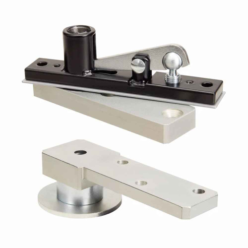 Norton Rixson 270 Series Center Hung Pivot Set for heavy-duty commercial doors up to 300 lbs, showing top pivot assembly and bottom floor pivot components