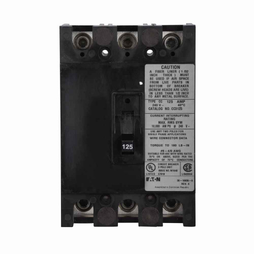 Eaton CC3225 BR main breaker kit,Molded case breaker,225 A,10 kAIC,Three-pole,120/240 V,!,#2/0 AWG-300 kcmil Cu/Al,CC,Type ECC Unit enclosure, convertible loadcenters