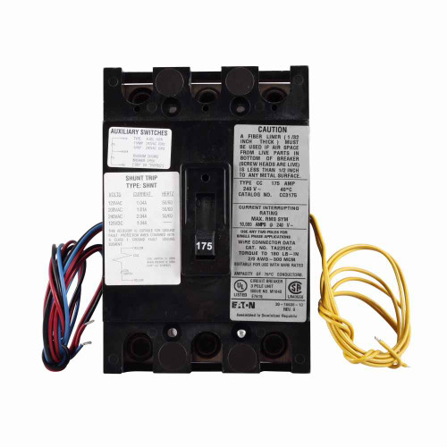 Eaton CC3225SR01AL1 BR main breaker kit,Molded case breaker,225 A,10 kAIC,Three-pole,240 V,!,#2/0 AWG-300 kcmil Cu/Al,CC,Type ECC Unit enclosures,24 Vdc Shunt trip