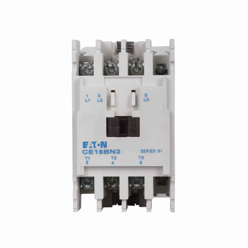 Eaton CE15BN3UB XT IEC contactor, 10A, 24 Vac, 50 Hz, 10A, Frame B, 45 mm, 50 Hz, Steel mounting plate, Three-pole, Non-reversing, No overload relay, Freedom, Contactor