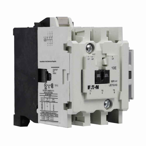 Eaton CE15JNS3AB-M9 XT IEC contactor, 60A, 110-120 Vac, 50-60 Hz, 1NO, 60A, Frame J, 50-60 Hz, 5 hp, Side, Three-pole, Non-reversing, No overload relay, Freedom, Contactor